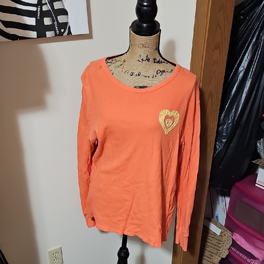 Xxl Old Navy Orange Long Sleeve Shirt with Heart Patch.